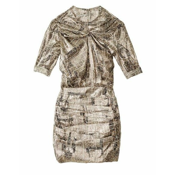 2013 ISABEL MARANT x H&M Printed Metallic Bodycon Dress - US 6 - Picture 1 of 6